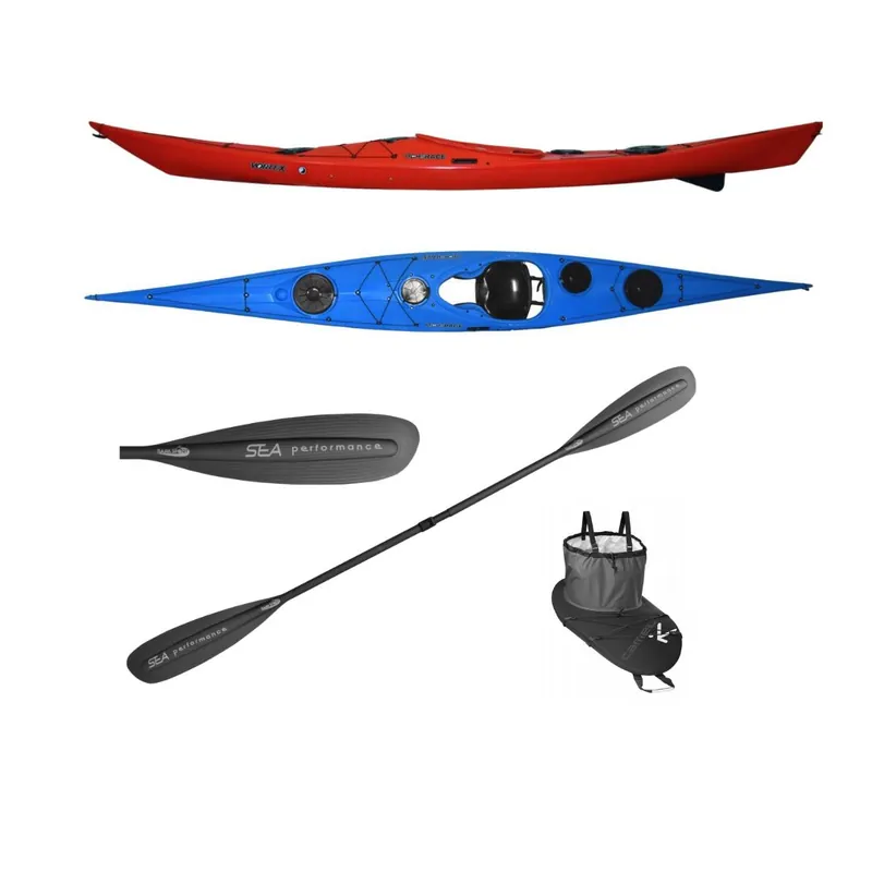 Tiderace Vortex Seekajak Tourenkajak mit Skeg Im PRO Komplettset-