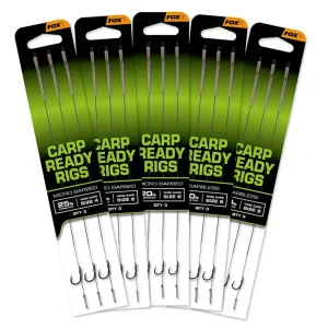 Fox Carp Ready Rigs x 3 Wide Gape Barbless