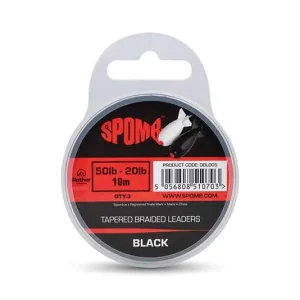 Spomb Tapered Braided Leaders Black 50lb-20lb 3pcs