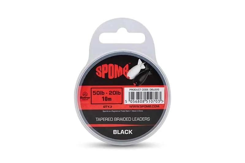 Spomb Tapered Braided Leaders Black 50lb-20lb 3pcs