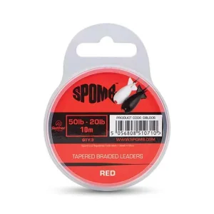 Spomb Tapered Braided Leaders Red 50lb-20lb 3pcs