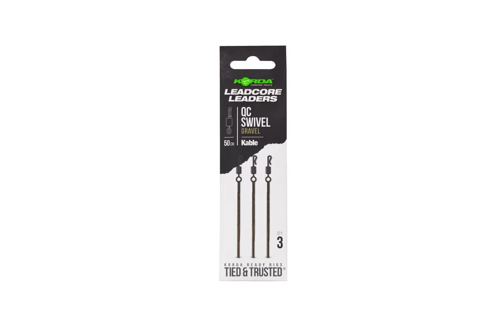 Korda Kable Leadcore Leader Hybrid Lead Clip QC Swivel 50cm