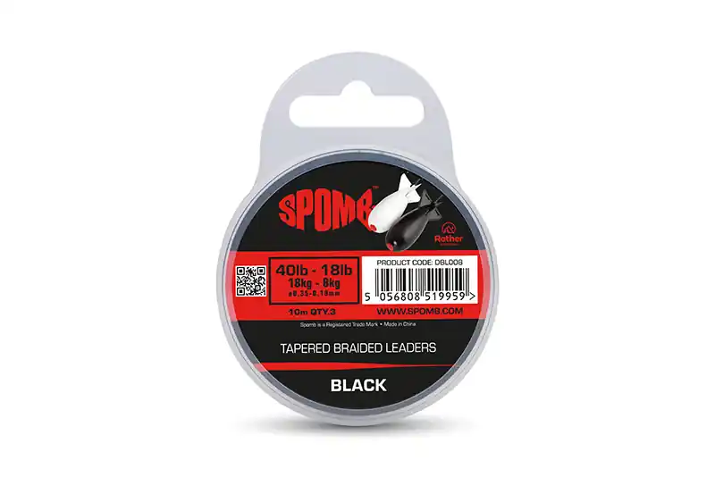 Spomb Tapered Braided Leaders Black 3pcs 40lb-18lb