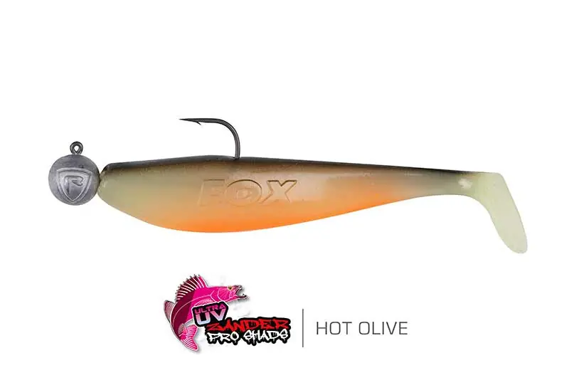 Fox Rage Bulk Loaded Zander Pro Shad UV Hot Olive