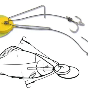 Black Cat Dead Bait Jig Rig gelb 100kg Size 2/0