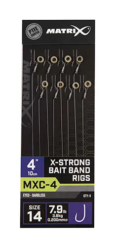 Matrix MXC-4 Barbless X-Strong Bait Band Rigs 10cm/4ins