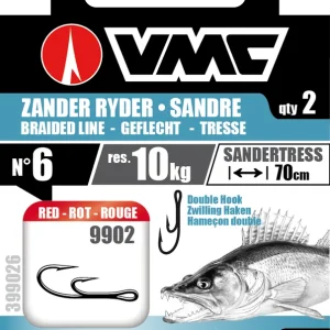 VMC Zandervorfach 9902 Ryderhaken rot Geflecht 70cm