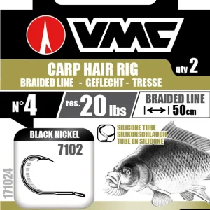VMC Carp Hair Rig 7102 Black Nickel 50cm 20lb 10kg