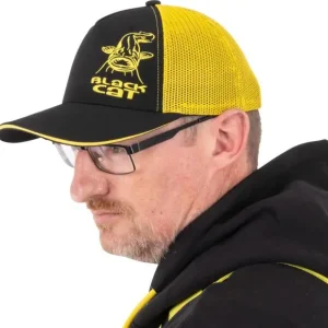 Black Cat Black & Yellow Trucker Cap