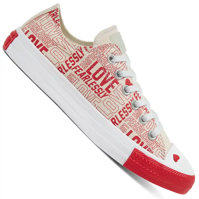 Converse CT All Star Ox Love Fearlessly Sneaker mit Herz Egret/University Red/White- 36