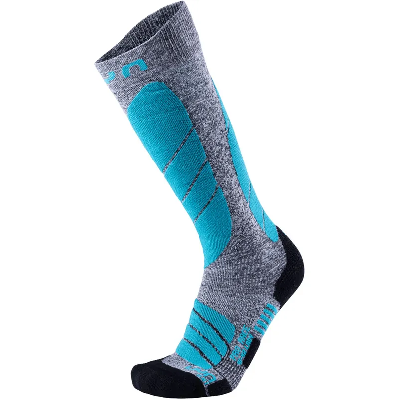 UYN Ski Pro Race Wintersocken Grey Melange/Turquoise- 35-38