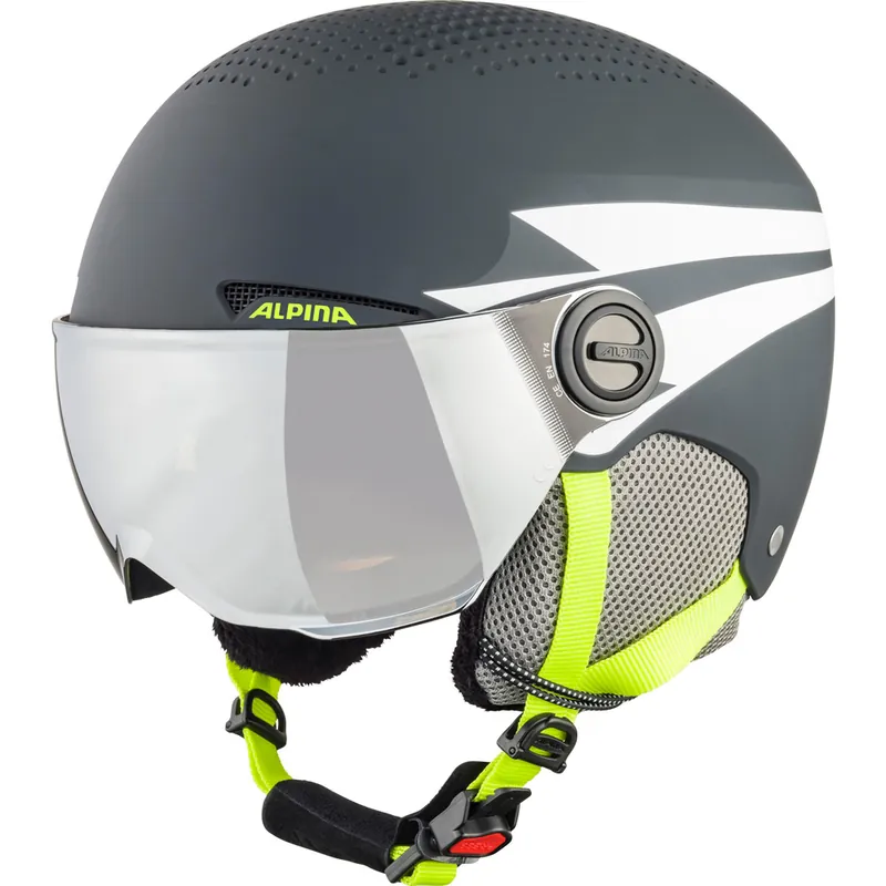 Alpina Zupo Visor Skihelm mit Visier Charcoal-Neon Matt- 51-55