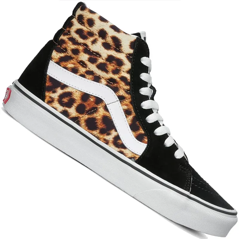 Vans Sk8-Hi Canvas & Leather Schuhe (Leopard) Black/True White- 36.5