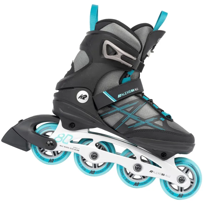 K2 Alexis 80 Alu Inline Skates Grey/Cyan- 36.5