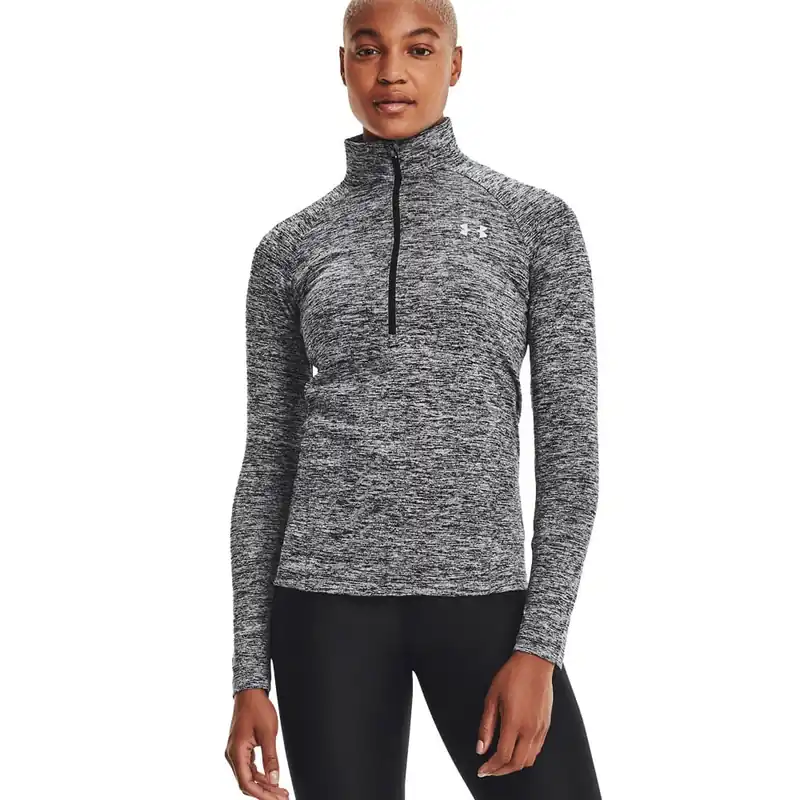 Under Armour Tech 1/2 Zip Twist Half-Zip Top Black/Metallic Silver- XS