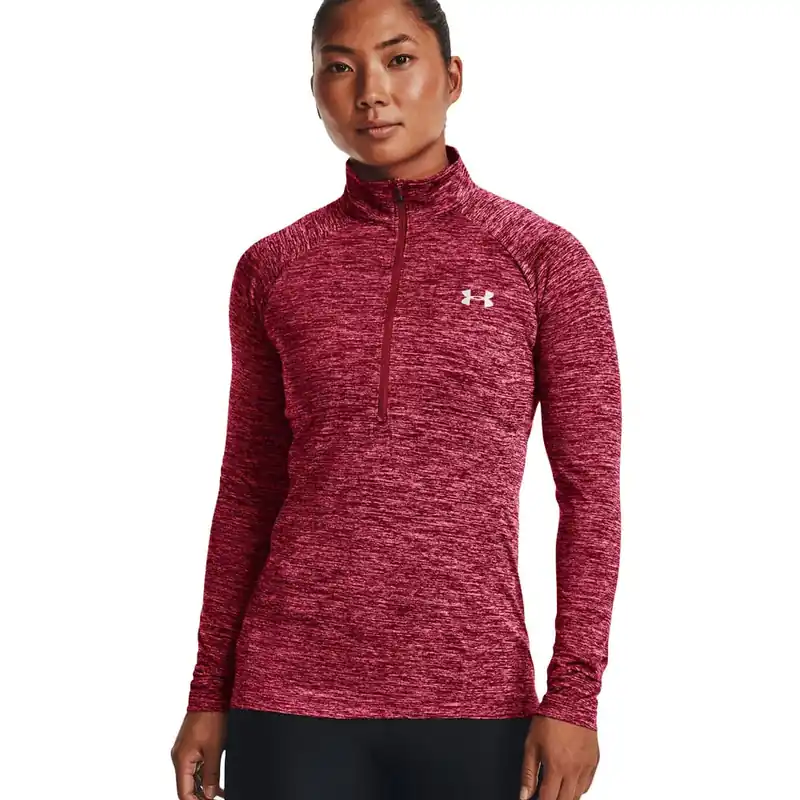 Under Armour Tech 1/2 Zip Twist Half-Zip Top Black Rose/Pink Sands- S