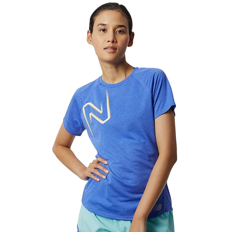 New Balance Impact Run Laufshirt Aura/Heather- S