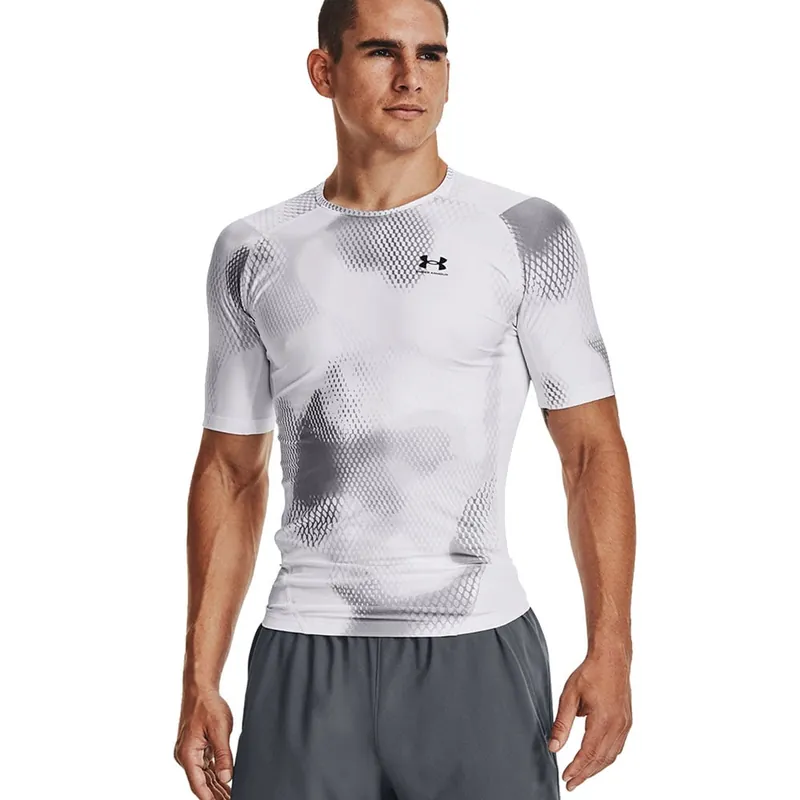 Under Armour Iso-Chill Printed Compression SS Sportshirt White/Black- S