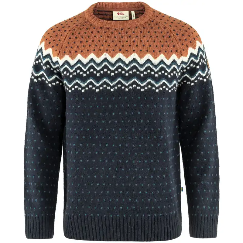 Fjällräven Övik Knit Strickpullover Dark Navy/Terracotta Brown- S