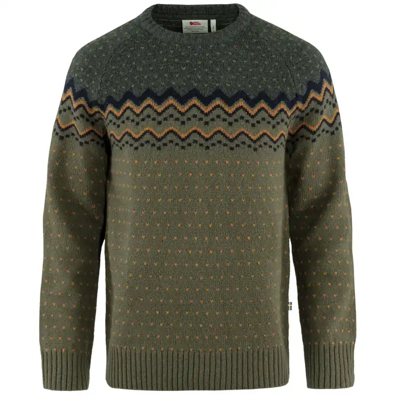 Fjällräven Övik Knit Norwegerpullover Laurel Green/Deep Forest- XS