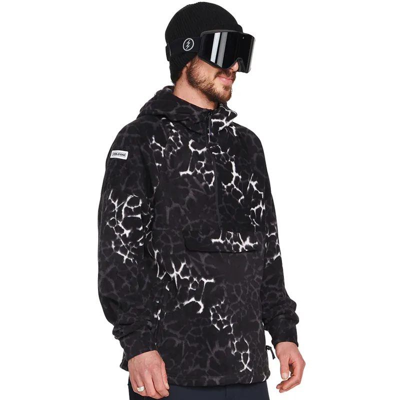 Volcom V-Science 1/2 Zip Fleece Pullover Black Giraffe-