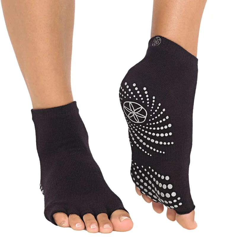 GAIAM Toeless Grippy Yoga Socks Funktionssocken Black/Grey-