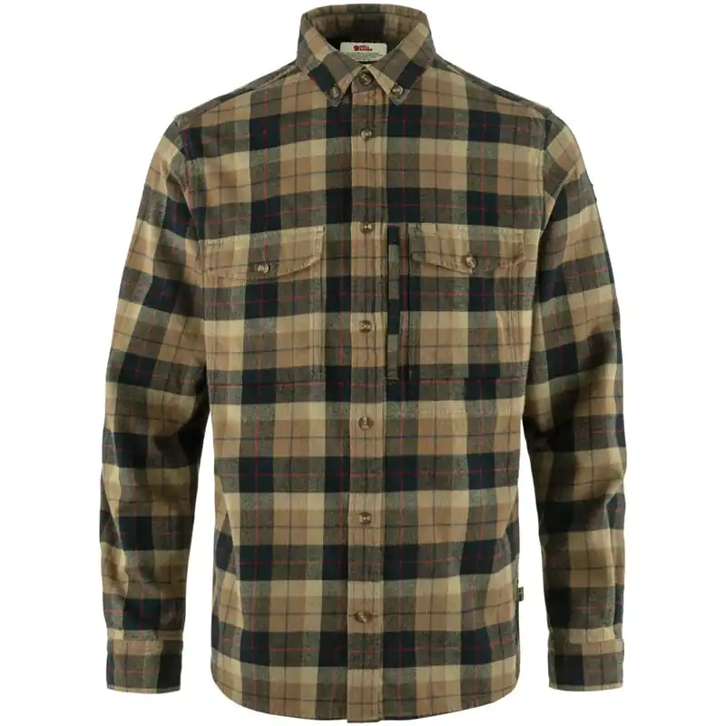 Fjällräven Värmland Heavy Flannel Outdoorhemd Dark Sand/Dark Navy- S