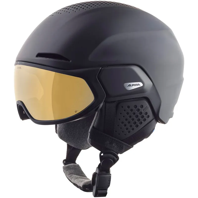 Alpina Alto Q-Lite Skihelm mit Visier Black Matt (Gold)-