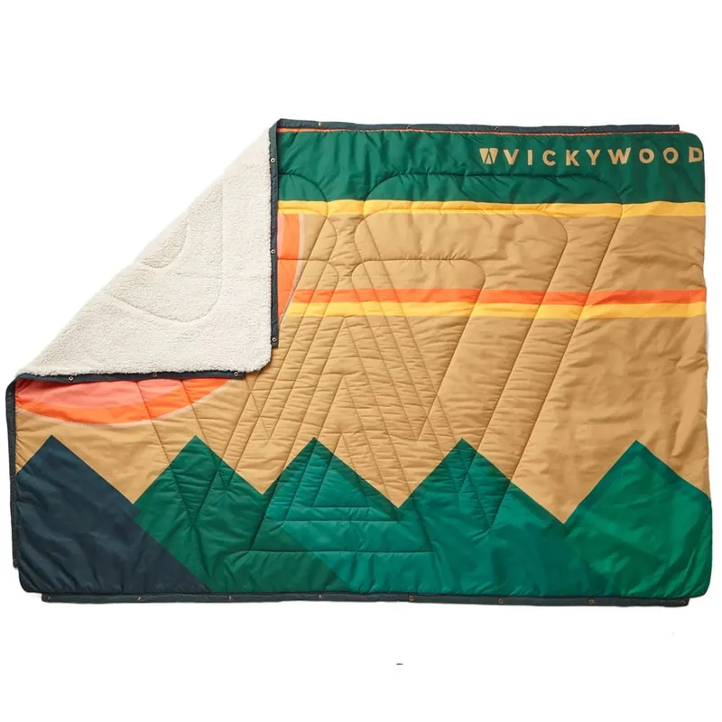 VICKYWOOD CloudTouch Camping-Decke Grün/Beige-