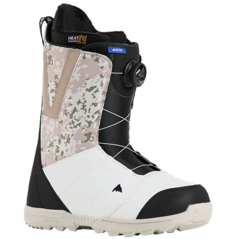 Burton Moto BOA Boots Black White Snow Camo- 43.5
