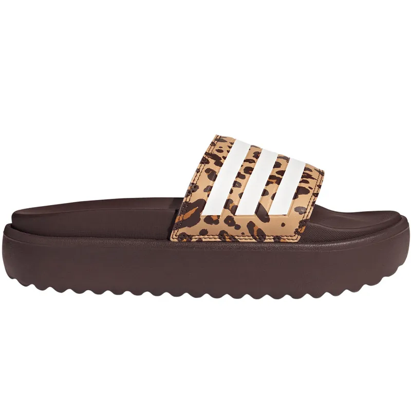 adidas Originals Adilette Platform Plateau-Slippers Shadow Brown/Footwear White/Magic Beige-