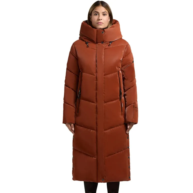 khujo Pulset Shiny Wintermantel Sienna Brown-9