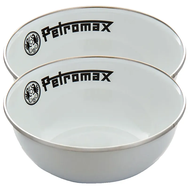 Petromax Emaille Schalen 0,5 Liter Campingschalen-Set Weiß-