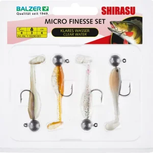 BALZER Shirasu Microköder-Set Klares Wasser, mit Squid Aroma, 3g Jighead Hakengröße 4