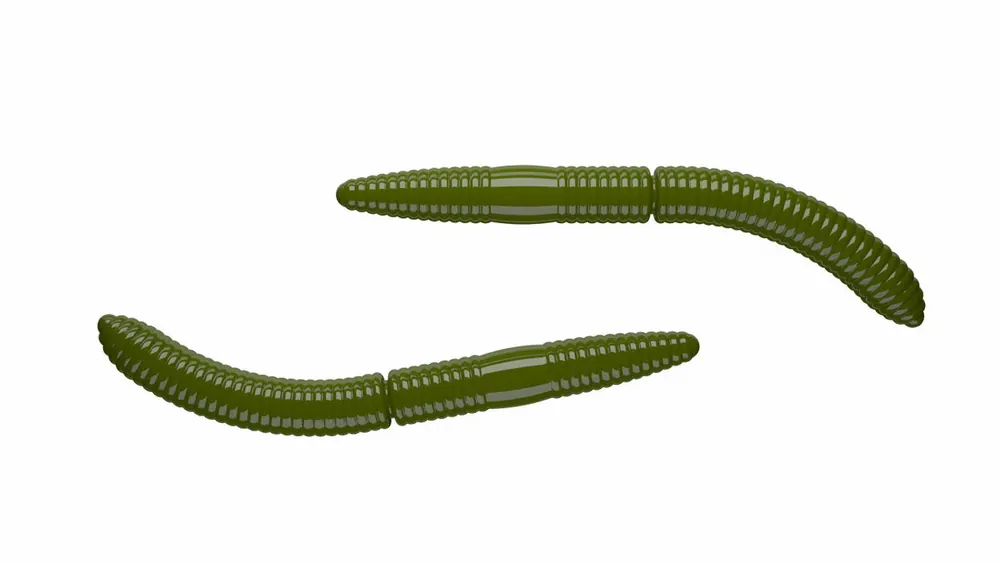 LIBRA LURES Fatty D'Worm 75 Krill 031-olive 8st, Forellenköder, schwimmend und aromatisiert