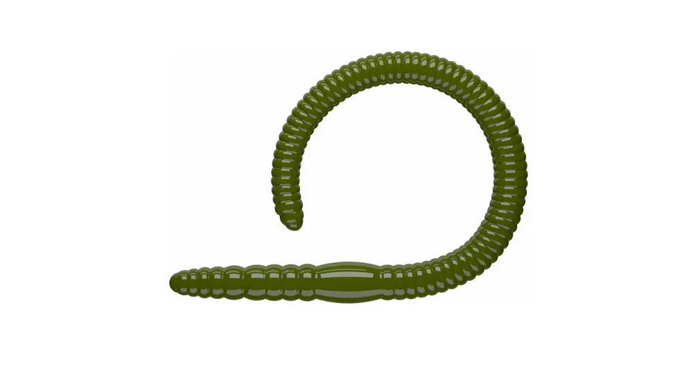 LIBRA LURES Flex Worm 95 Cheese 031-olive 10st, Forellenköder, schwimmend und aromatisiert