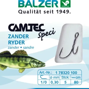 BALZER Camtec Zander Ryderhaken brüniert 80cm 4 Größe 4 5st