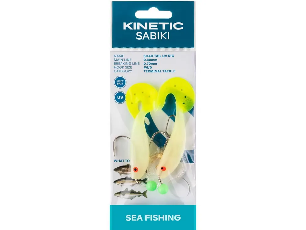 KINETIC Sabiki Shad Tail UV #6/0 Glow/Yellow Dorschvorfach