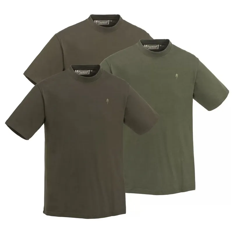 PINEWOOD 3-Pack T-Shirt Grün Braun Kaki L