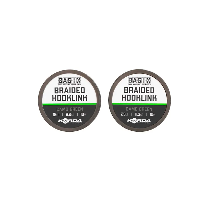 Korda Basix Braided Hooklink Camo Green-18 lb