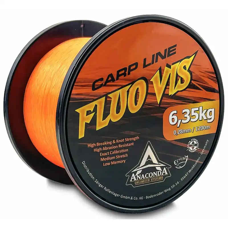 Anaconda Fluovis Orange Carp Line 1200 m-1200 m 0,26 mm 5,25 kg