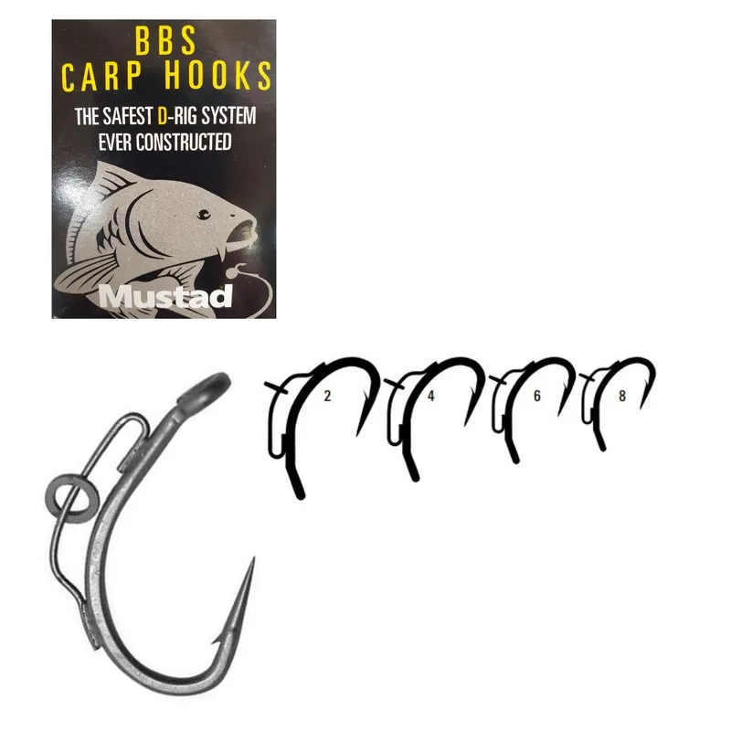 Mustad Karpfenhaken BBS Carp Hooks Wide Gap Gr.8 5 Stück-