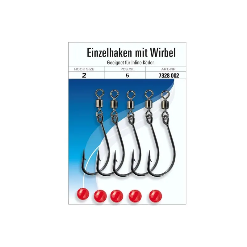 Jenzi Einzelhaken mit Wirbel und Perle-Wirbel und Perle Gr. 1