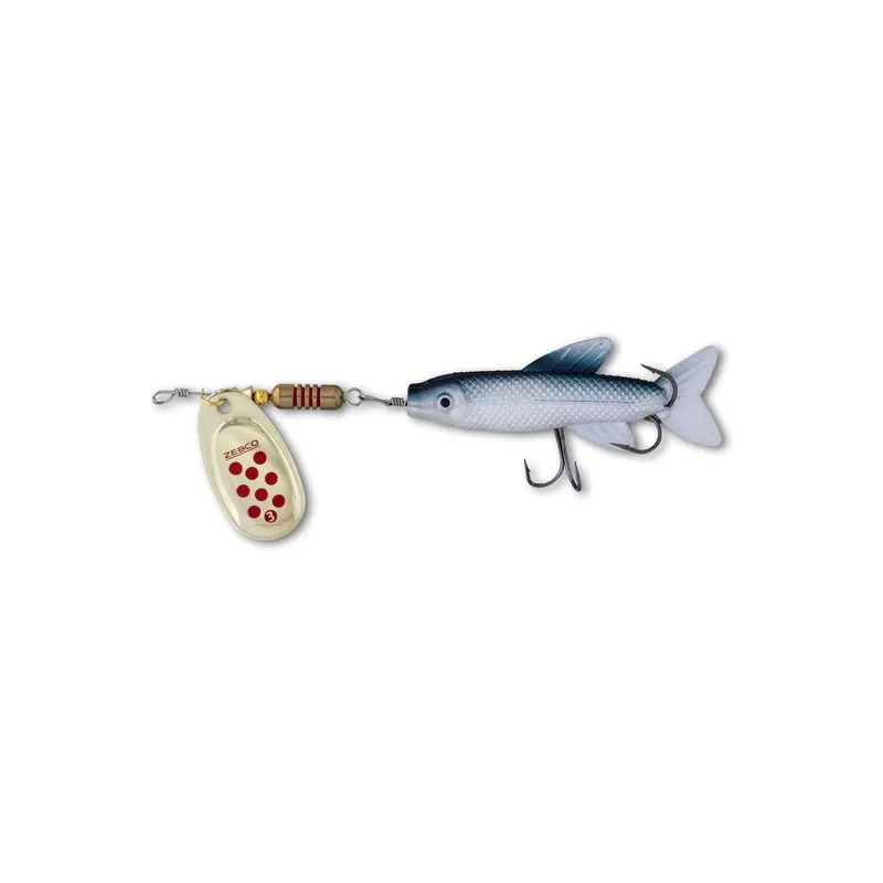 Zebco Trophy Z-Spin Minnow Hechtspinner-gold/red dots + Gummifisch
