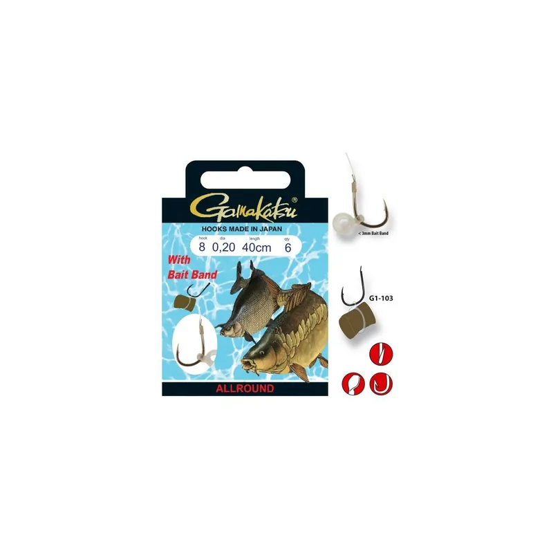 Gamakatsu gebundene Haken BKS-G-103 mit Baitband Gr. 12-