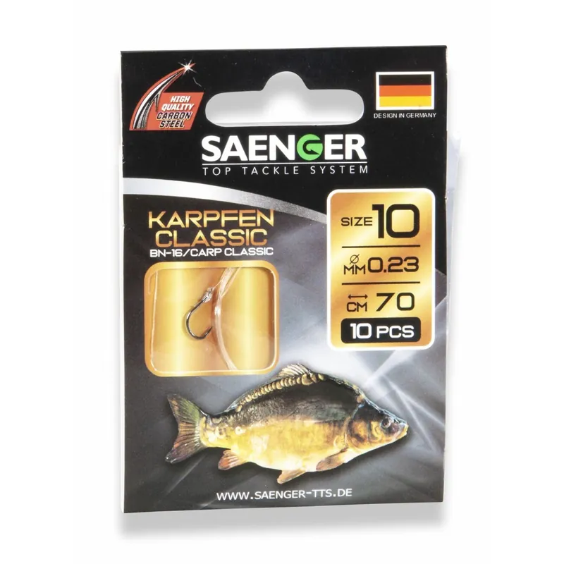 Saenger Karpfenhaken Classic BN-16 70cm-Gr. 10 0,23 mm