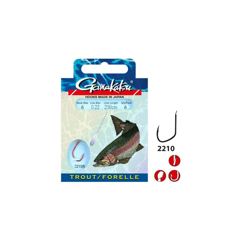 Gamakatsu gebundene Forellenhaken Rot 250 cm-Gr.4