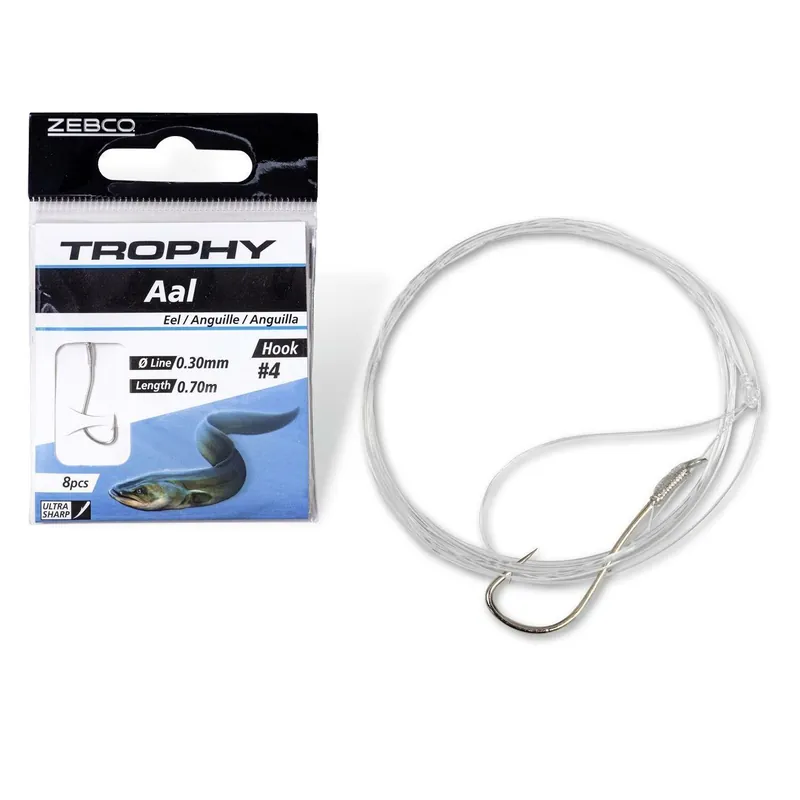 Zebco Trophy Aal Vorfachhaken Silber 70cm-Gr.8