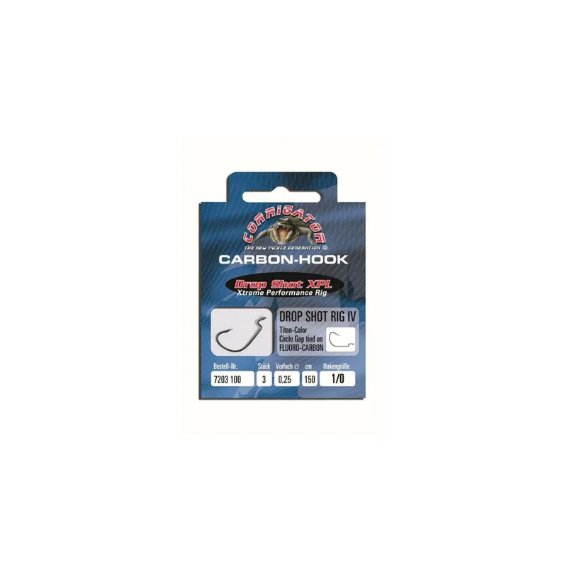Jenzi Drop-Shot-Rig Circle Gap 3 Stück 0,25 mm Gr.1/0-