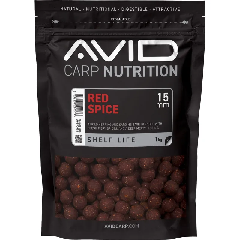 Avid Red Spice Boilies-Avid Red Spice Boilies - 15mm (1kg)